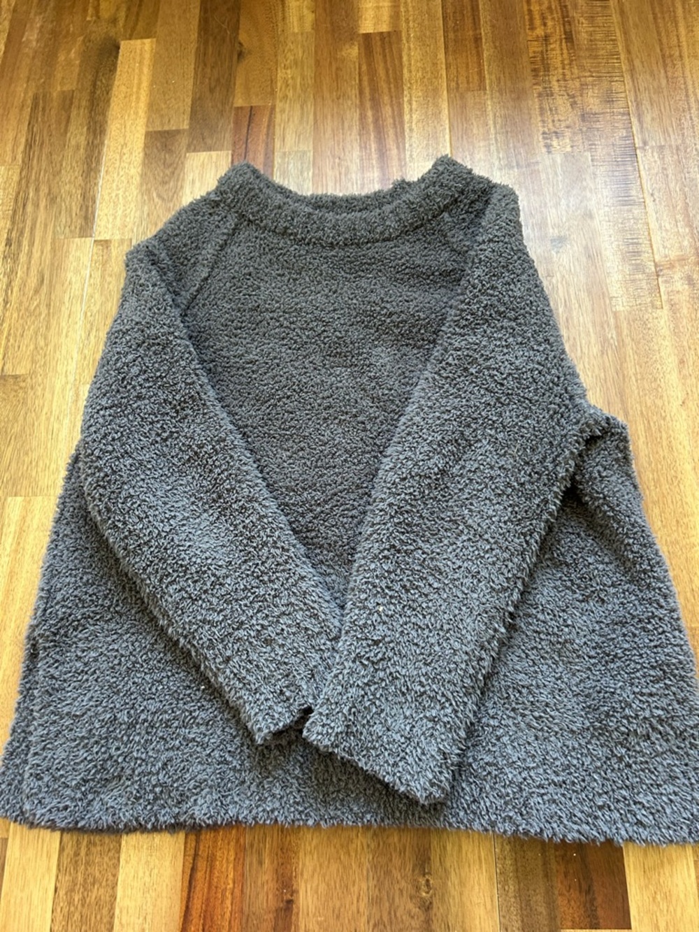 American Eagle Outfitters Plush Gray Sherpa Crew Neck Sweater